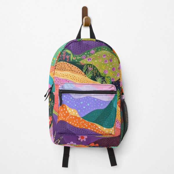 Item preview, Abstract Mountain Scenery with Flowers Colorful Art Print designed and sold by GulDesignCo.