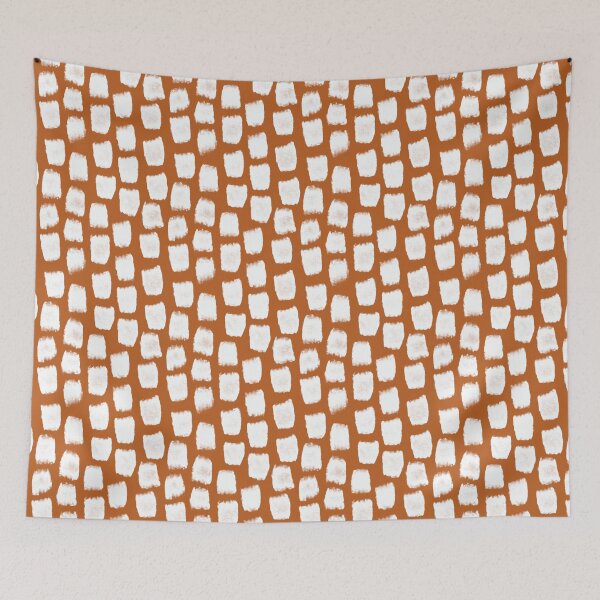 Item preview, Abstract Polka Dot Brush Spots Pattern (white/burnt orange) designed and sold by Design Minds Boutique.