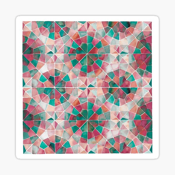 Item preview, Islamic Geometry in Watercolor red green designed and sold by GinColorist.