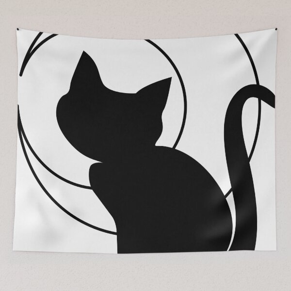 Item preview, black cat and moon  designed and sold by e-milka.