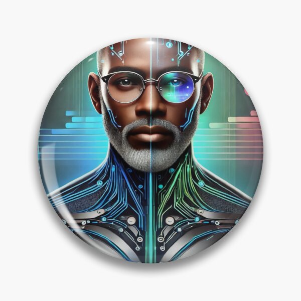 Item preview, Futuristic cybernetic human, seamlessly blending man and machine designed and sold by Purposemaster.