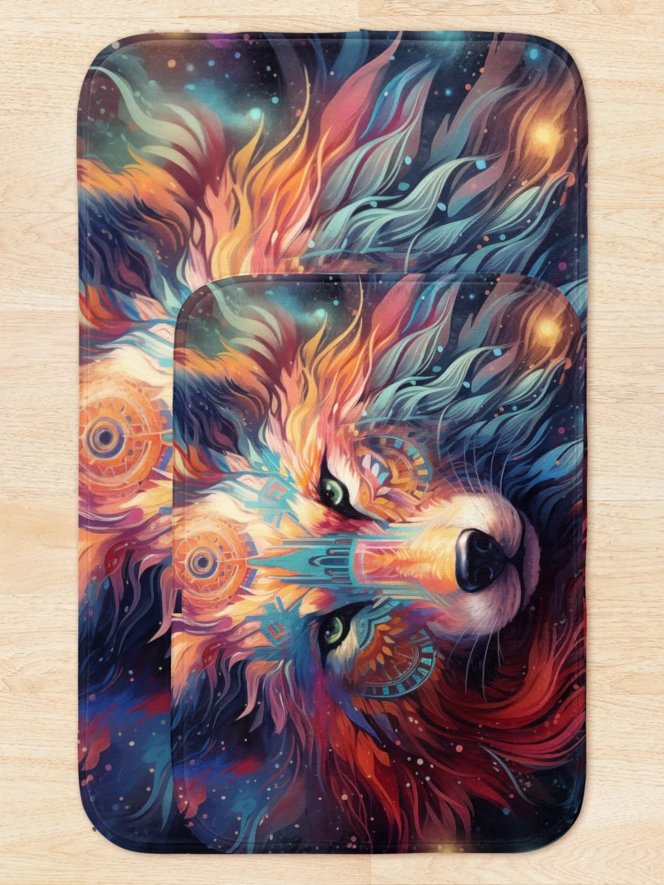 Thumbnail 5 of 6, Bath Mat, Cosmic Wolf designed and sold by Rtymer.