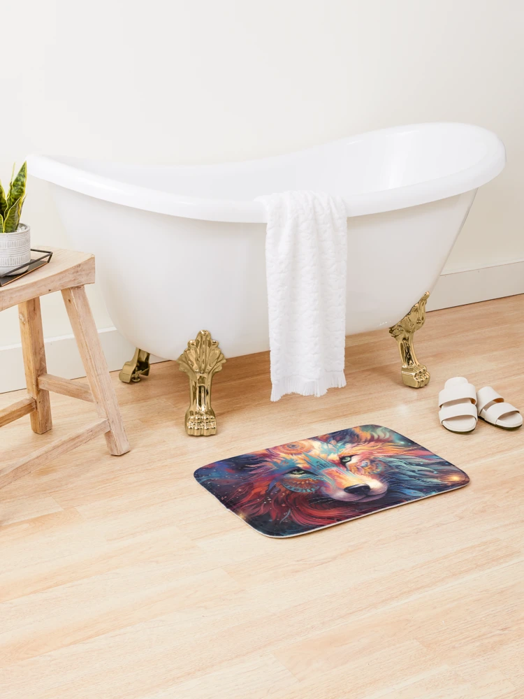 Thumbnail 2 of 6, Bath Mat, Cosmic Wolf designed and sold by Rtymer.
