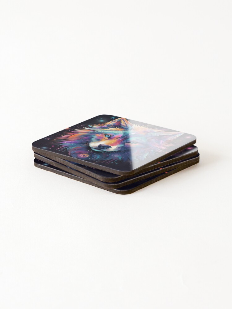 Thumbnail 4 of 5, Coasters (Set of 4), Cosmic Wolf designed and sold by Rtymer.