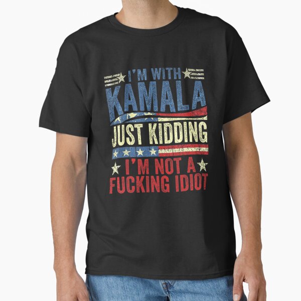 Vista previa del artículo con la obra «Estoy con Kamala, es broma, no soy un maldito idiota. Divertido para los anti Harris, divertido regalo electoral.», diseñado y vendido por silversteinade.