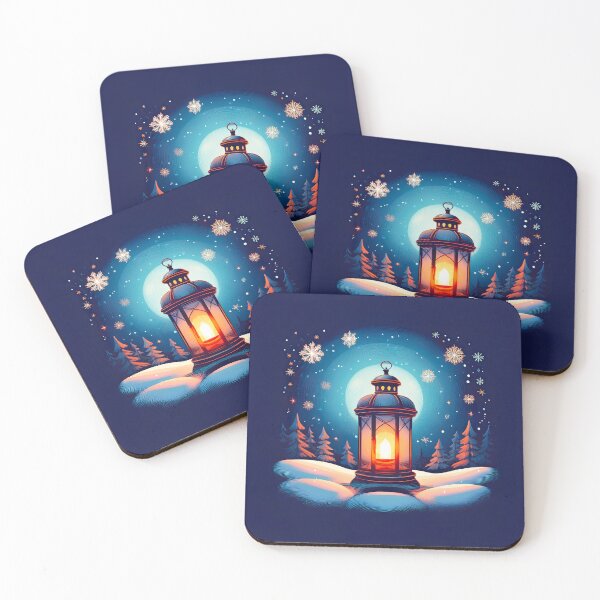 Item preview, An illustration Design depicts a glowing lantern set against a wintery backdrop. designed and sold by HEMRO.