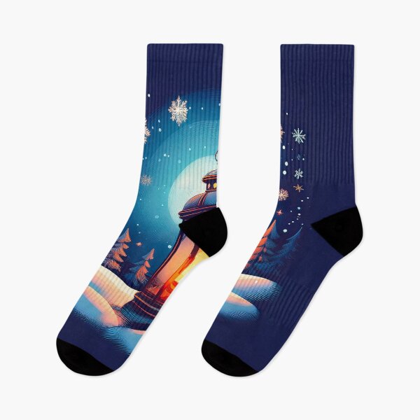 Item preview, An illustration Design depicts a glowing lantern set against a wintery backdrop. designed and sold by HEMRO.