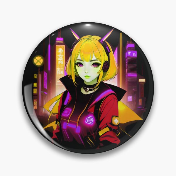 Item preview, Girl Gamer Anime E-Girl and Retrofuturistic City - Yellow Hair designed and sold by Beachy.