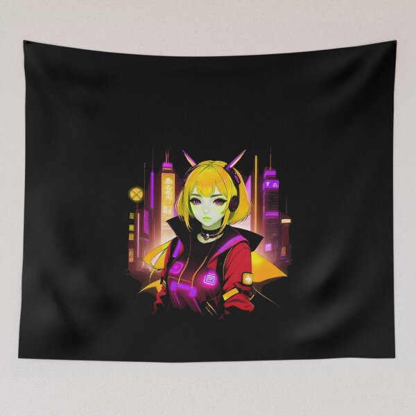Item preview, Girl Gamer Anime E-Girl and Retrofuturistic City - Yellow Hair designed and sold by Beachy.