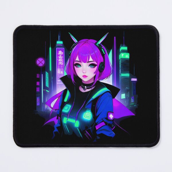 Item preview, Girl Gamer Anime E-Girl and Retrofuturistic City - Purple Hair designed and sold by Beachy.