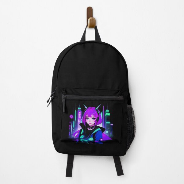 Item preview, Girl Gamer Anime E-Girl and Retrofuturistic City - Purple Hair designed and sold by Beachy.