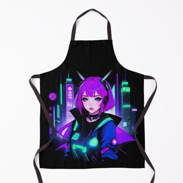 Item preview, Girl Gamer Anime E-Girl and Retrofuturistic City - Purple Hair designed and sold by Beachy.