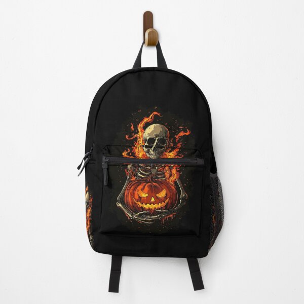 Item preview, Fiery Skeleton Holding a Jack-O'-Lantern Pumpkin designed and sold by LoveLaxmi Arts.