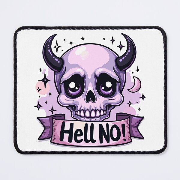 Item preview, Cute Skull with Devil Horns and Hell No Banner designed and sold by Quirky Shirts.