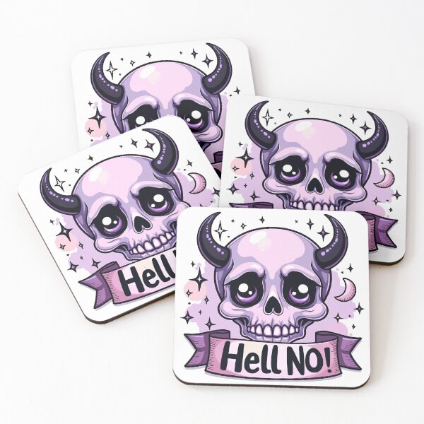 Item preview, Cute Skull with Devil Horns and Hell No Banner designed and sold by Quirky Shirts.
