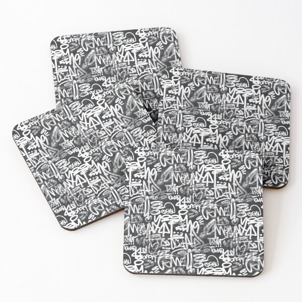 Item preview, Black and white graffiti tags street art pattern designed and sold by patterncrow.