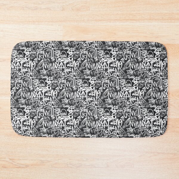 Item preview, Black and white graffiti tags street art pattern designed and sold by patterncrow.