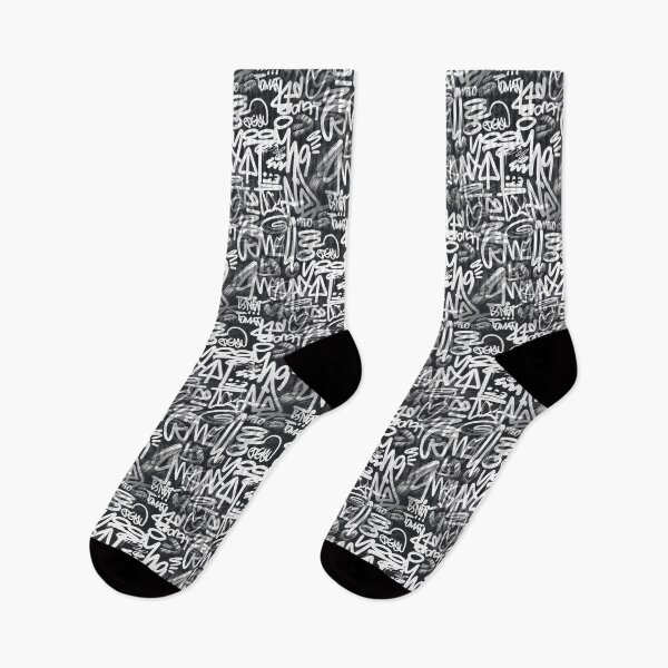 Item preview, Black and white graffiti tags street art pattern designed and sold by patterncrow.