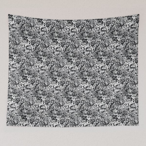 Item preview, Black and white graffiti tags street art pattern designed and sold by patterncrow.