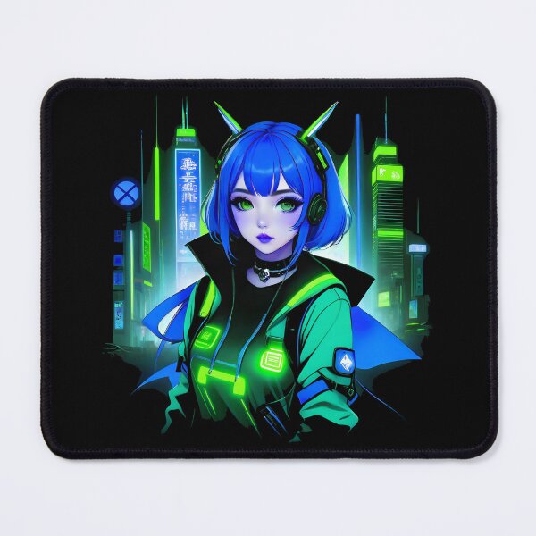 Item preview, Girl Gamer Anime E-Girl and Retrofuturistic City - Blue Hair designed and sold by Beachy.