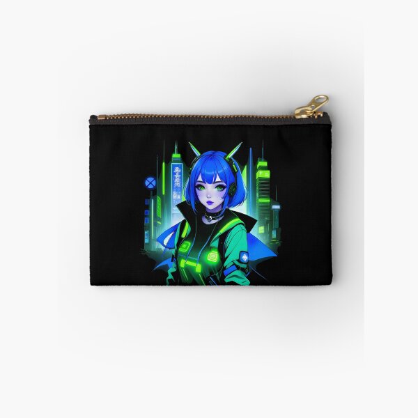 Item preview, Girl Gamer Anime E-Girl and Retrofuturistic City - Blue Hair designed and sold by Beachy.
