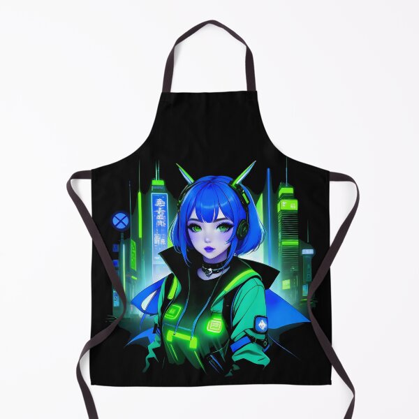 Item preview, Girl Gamer Anime E-Girl and Retrofuturistic City - Blue Hair designed and sold by Beachy.