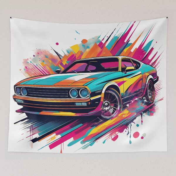 Item preview, Bold Classic Car with Colourful Abstract Splashes designed and sold by RaiyaTees.