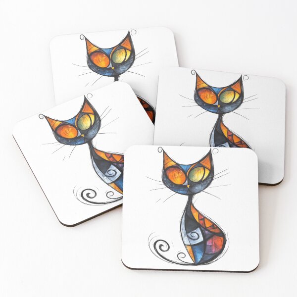 Item preview, stylized cat designed and sold by aghnadarragh.