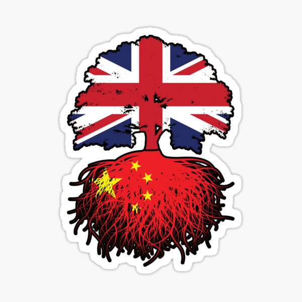 Aperçu de l'œuvre Drapeau des racines des arbres de la Chine, de la Grande-Bretagne et du Royaume-Uni créée et vendue par FlagX.
