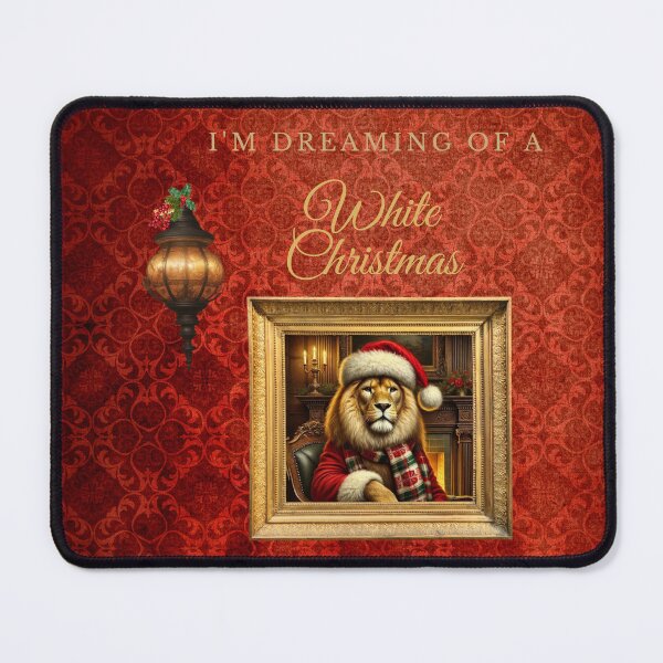 Item preview, White Christmas Victorian Christmas Lion Portrait designed and sold by liisariich.