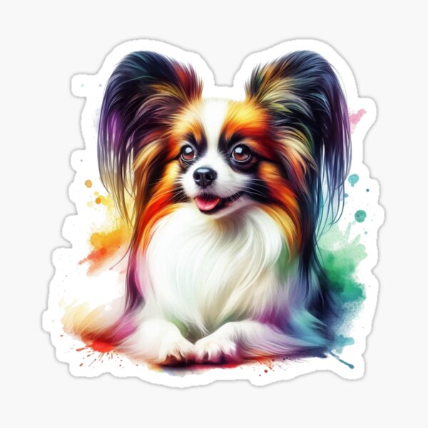 Item preview, Farbenfrohes süßes Papillon-Aquarell-Porträt designed and sold by MaedK.