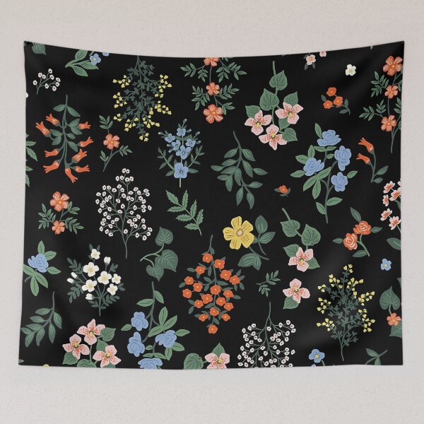 Item preview, Dark botanical floral wild flowers black cottagecore secret garden boquet pattern gardening nature lovers girly feminine aesthetic designed and sold by Fantasy Cache.