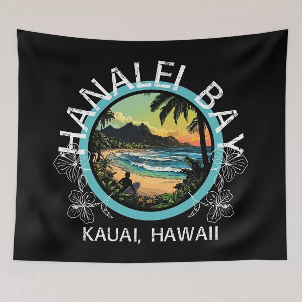 Item preview, Hanalei Bay - Kauai Hawaii (with White Lettering) designed and sold by VelvetRoom.