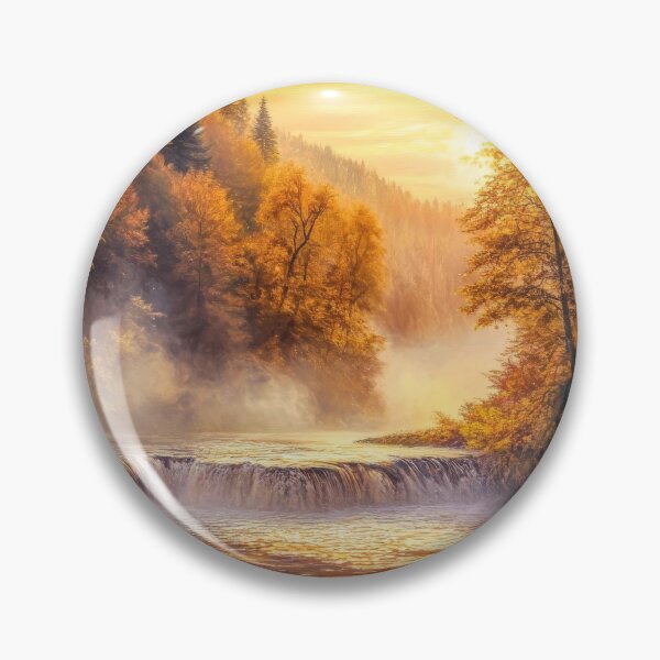 Item preview,  Autumn mountain landscape with waterfall in the misty mountains designed and sold by MargaretWiktor.
