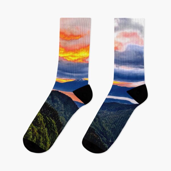 Item preview, Vibrant Sunset Over Mountain Range: Colorful Sky Art Print designed and sold by rajasekhark.