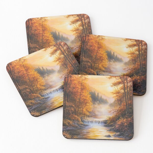 Item preview, Autumn mountain landscape with river in the misty mountains designed and sold by MargaretWiktor.