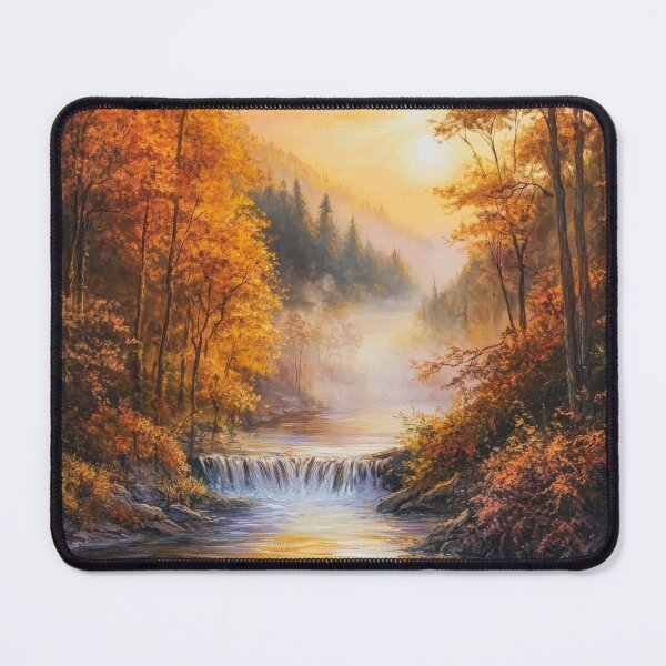 Item preview, Autumn mountain landscape with river in the misty mountains designed and sold by MargaretWiktor.