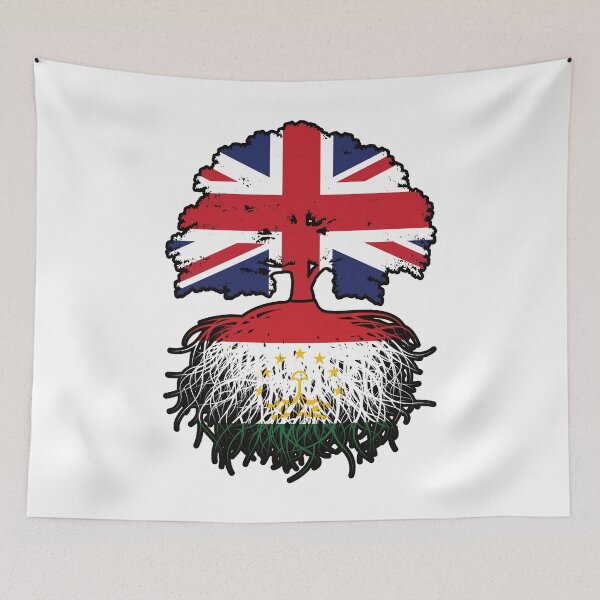 Item preview, Tajikistan Tajikistani British UK Tree Roots Flag designed and sold by FlagX.