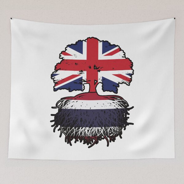 Item preview, Thailand Thai British UK Tree Roots Flag designed and sold by FlagX.