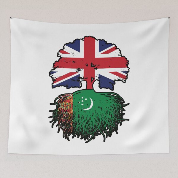 Item preview, Turkmenistan Turkmen British UK Tree Roots Flag designed and sold by FlagX.