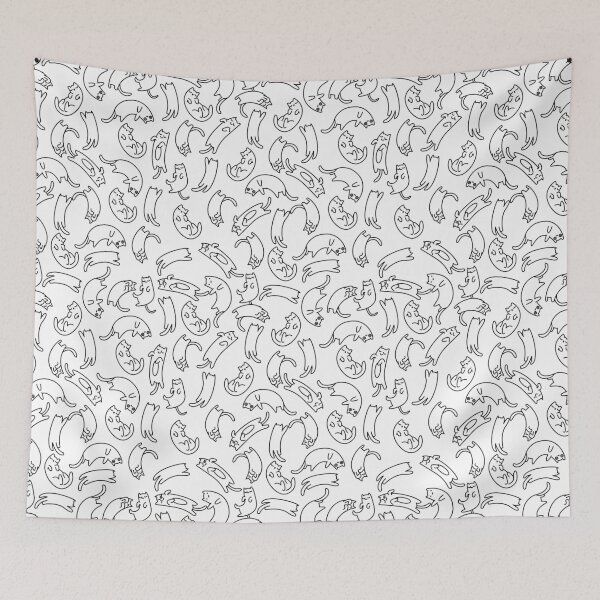 Item preview, Cat line art pattern, cat silhouette pattern, cute cat kitten design  designed and sold by CEB1700.