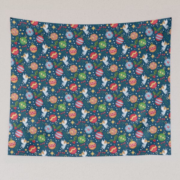 Item preview, Christmas pattern with tree balls and angels 3 designed and sold by Anna-StekArt.