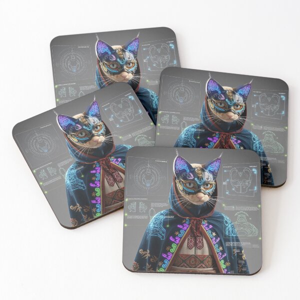 Item preview, a futuristic cat with a bionic mask designed and sold by angelcrease.