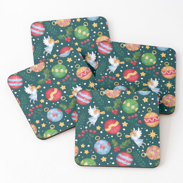 Item preview, Christmas pattern with tree balls and angels 4 designed and sold by Anna-StekArt.