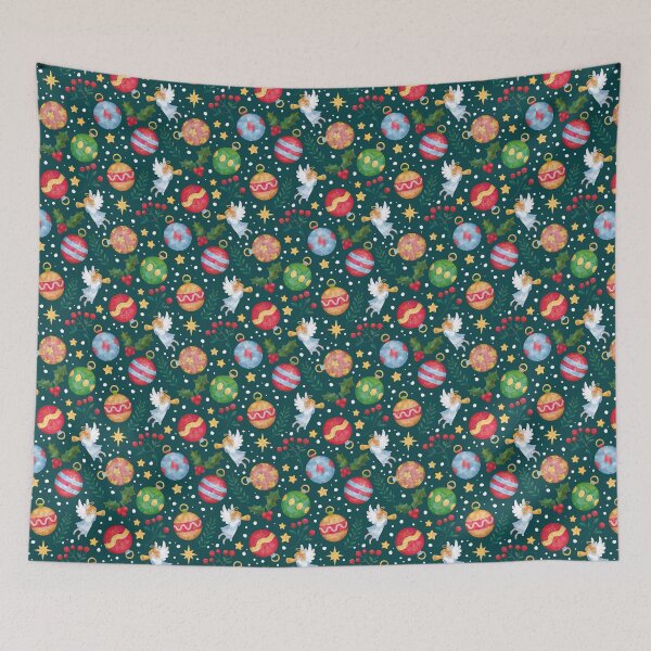 Item preview, Christmas pattern with tree balls and angels 4 designed and sold by Anna-StekArt.