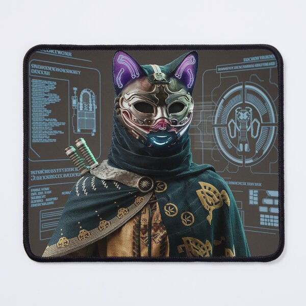 Item preview, a futuristic cat with a bionic mask designed and sold by angelcrease.