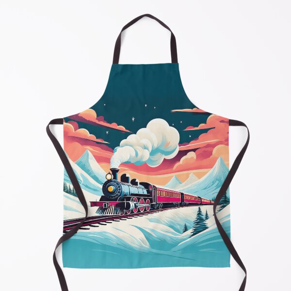Item preview, A steam train passing through a snowy landscape, with swirling smoke and vibrant skies. designed and sold by HEMRO.