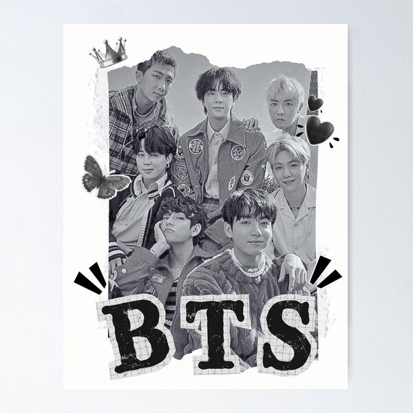 Artikel-Vorschau von BTS-Collage: Auffälliges schwarz-weißes Design der Kpop-Gruppenmitglieder Classic T-Shirt, designt und verkauft von AJUNICE STUDIO.