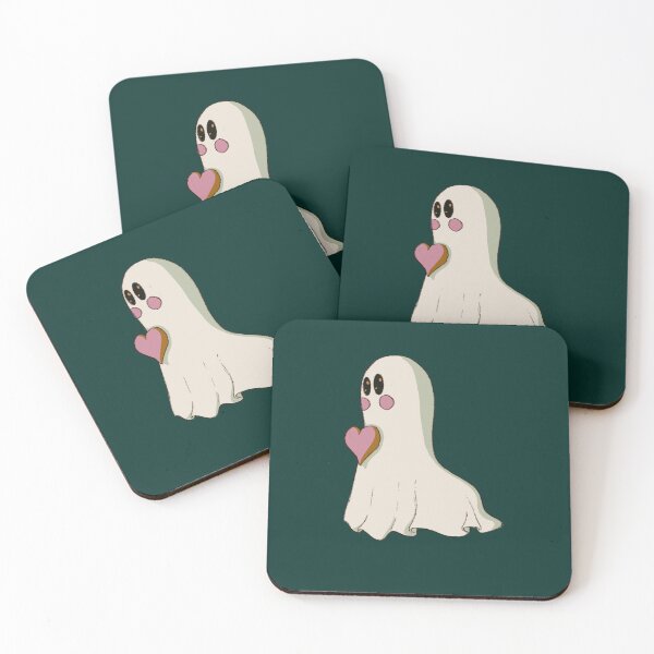 Item preview, cutesy blushing ghost with heart designed and sold by Madie Kay.