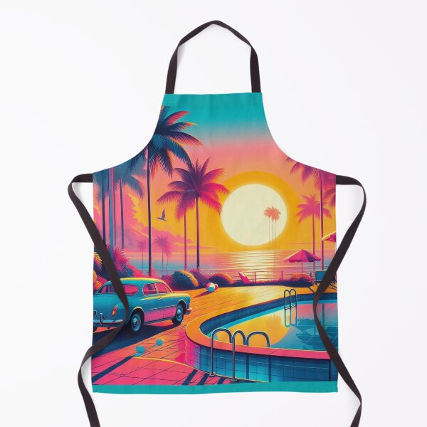 Item preview, Golden Sunset Reflections Over a Retro Tropical Poolside Scene designed and sold by freackly.